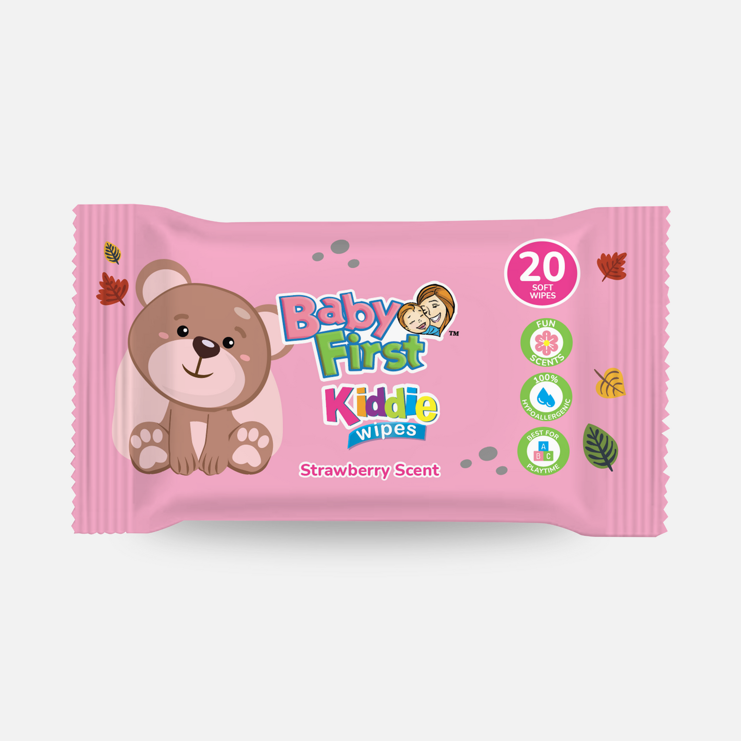 First Kiddie Wipes 60 Sheets Strawberry Scent 2 Packs + 20 Sheets (140 Sheets)