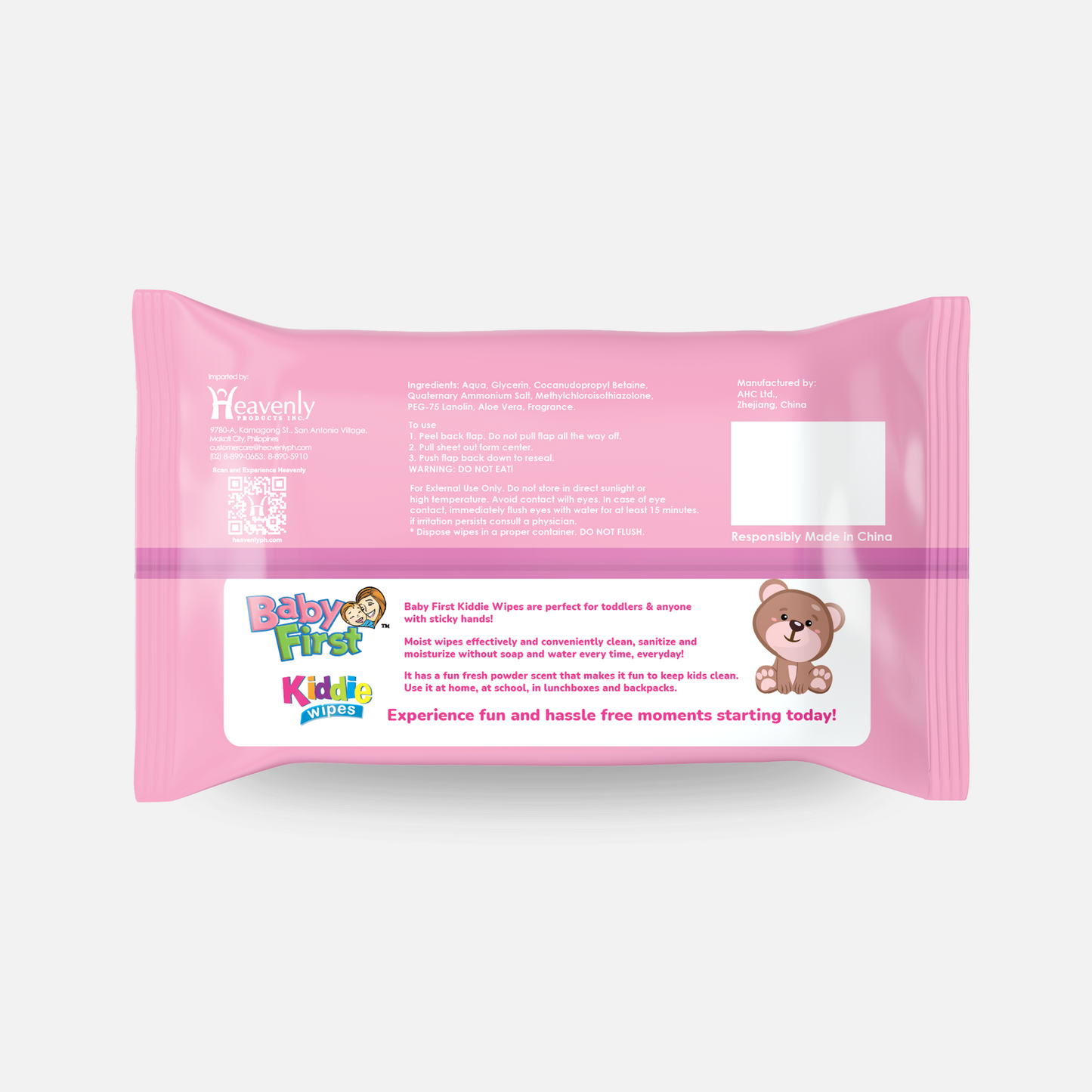 First Kiddie Wipes 60 Sheets Strawberry Scent 2 Packs + 20 Sheets (140 Sheets)