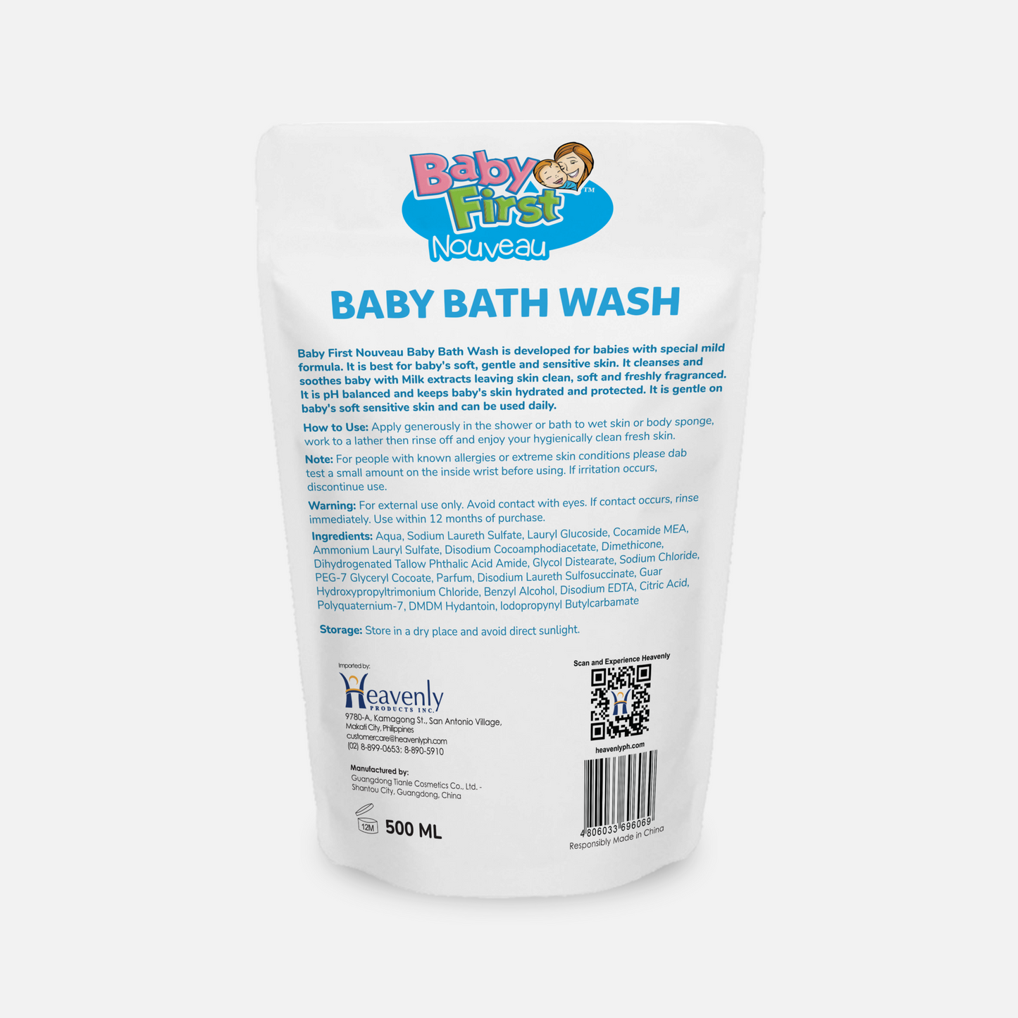 Baby First Nouveau Baby Bath Wash 650ml Milk Scent + 500ml Refill Pouch