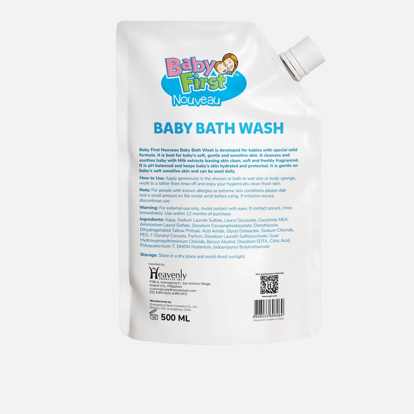 Baby First Nouveau Baby Bath Wash 500ml Milk Scent Refill 5+1 Pack