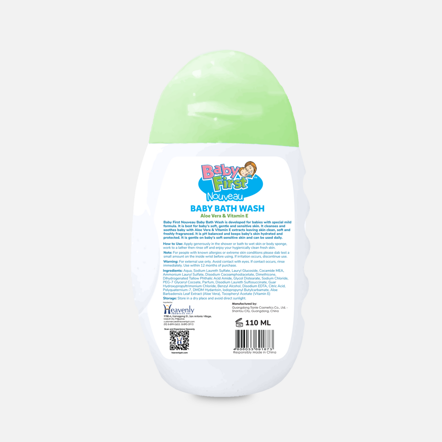 Baby First Nouveau Baby Bath Wash 110ml Milk Scent 2 Bottles +  Aloe Vera and Vitamin E Scent