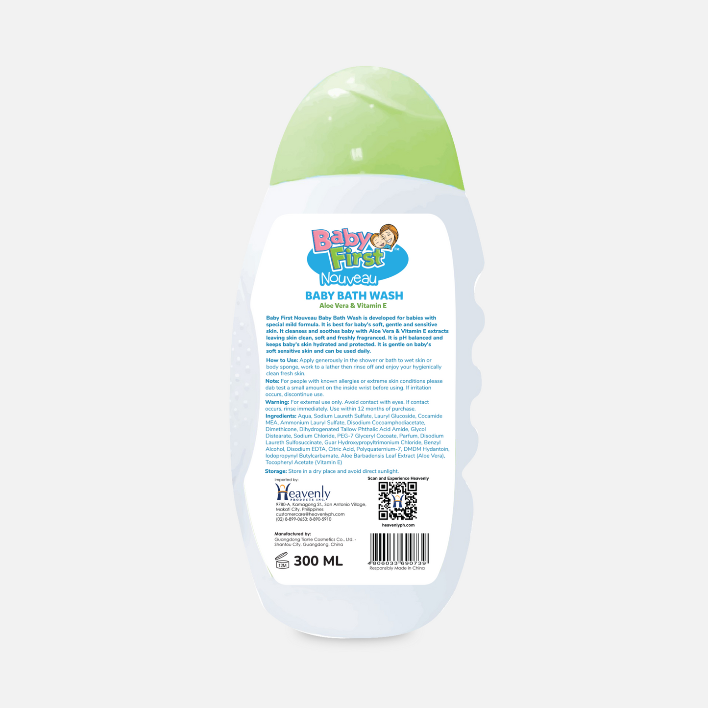 Baby First Nouveau Baby Bath Wash 300ml Aloe Vera & Vitamin E Scent