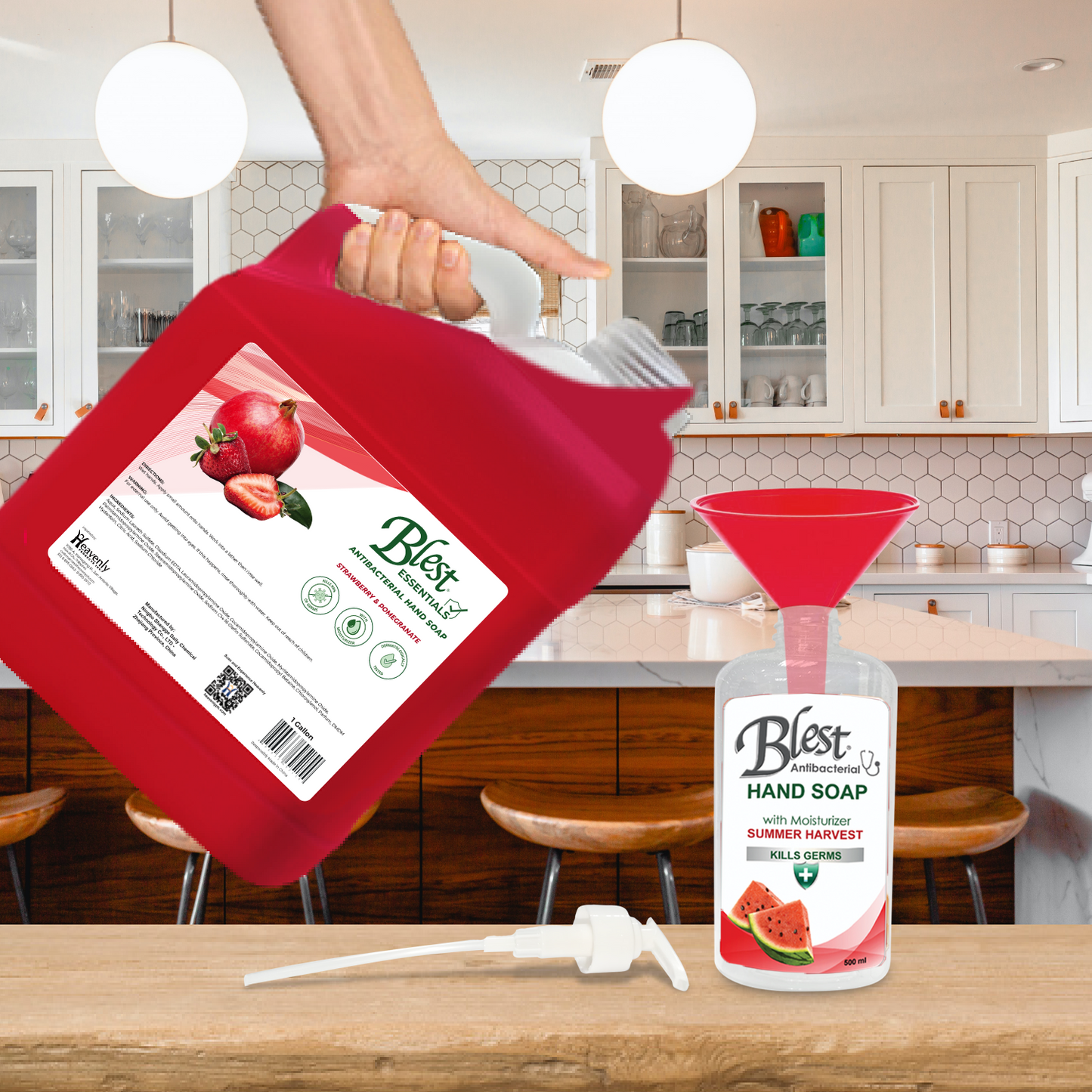 Blest Antibacterial Moisturizing Hand Soap 1 Gallon Strawberry and Pomegranate Scent