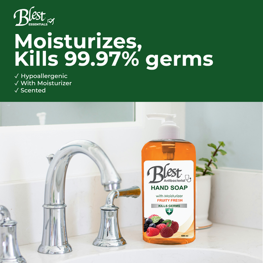 Blest Antibacterial Moisturizing Hand Soap 500ml 2 Bottles Fruity Fresh Scent