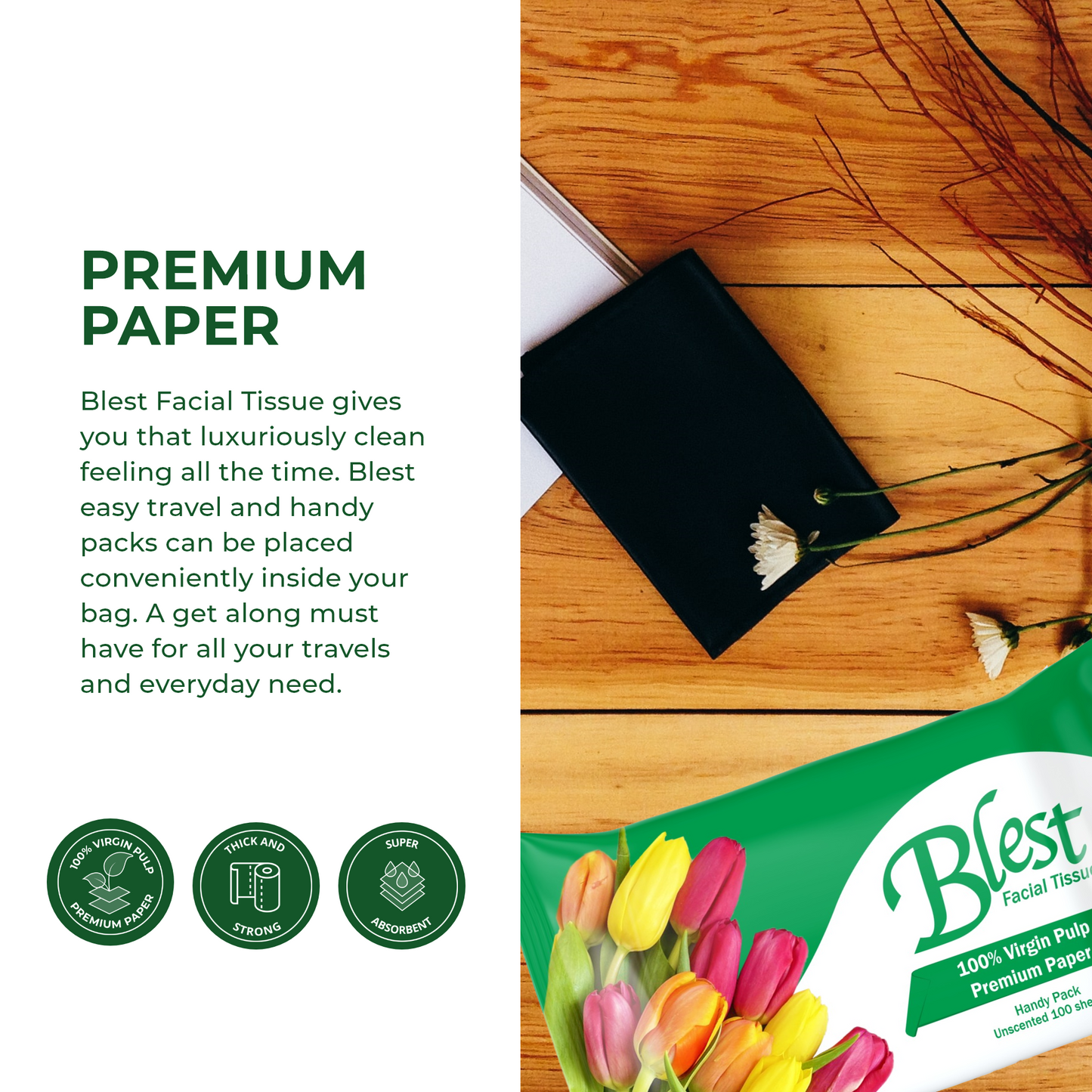 Blest Facial Tissue Handy Pack 2 Ply 70 Pulls