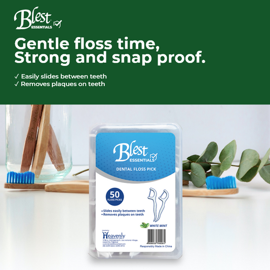 Blest Essentials Dental Floss Pick Charcoal 50 pieces