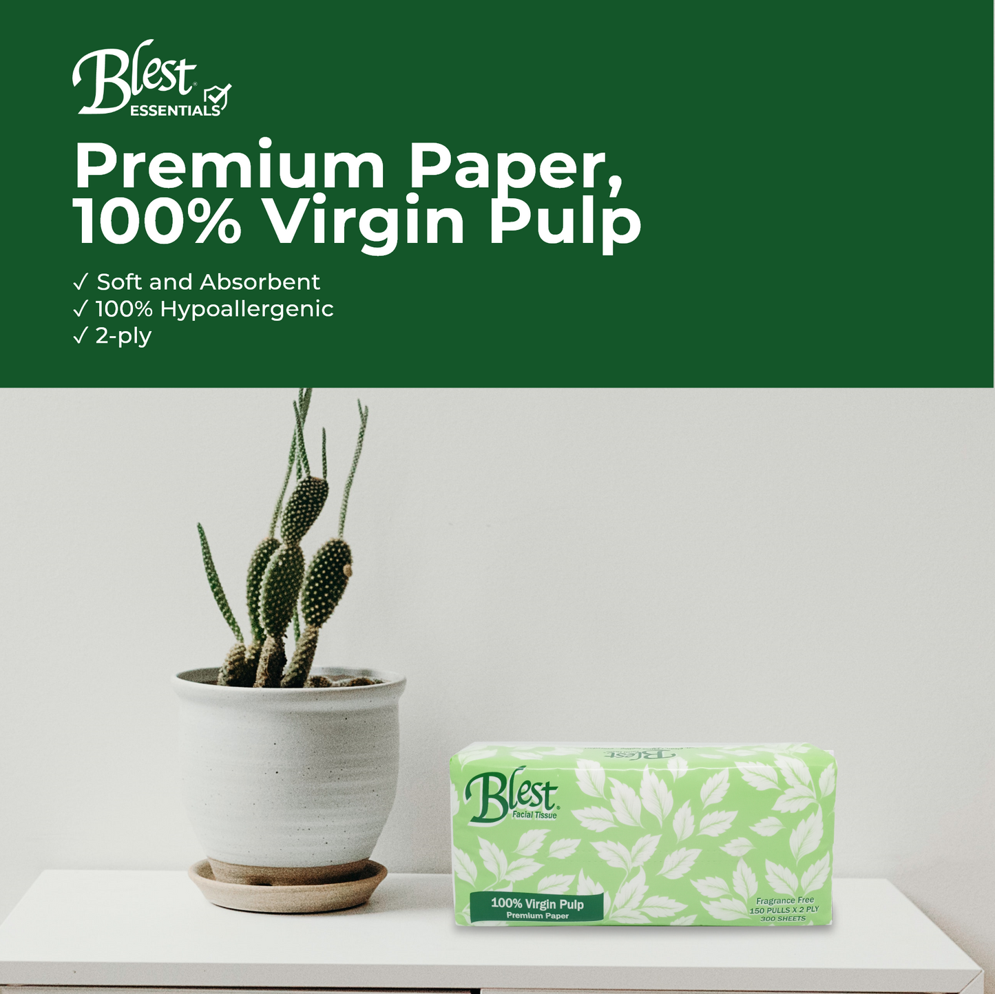 Blest Facial Tissue Travel Pack 2 Ply 150 Pulls Jumbo