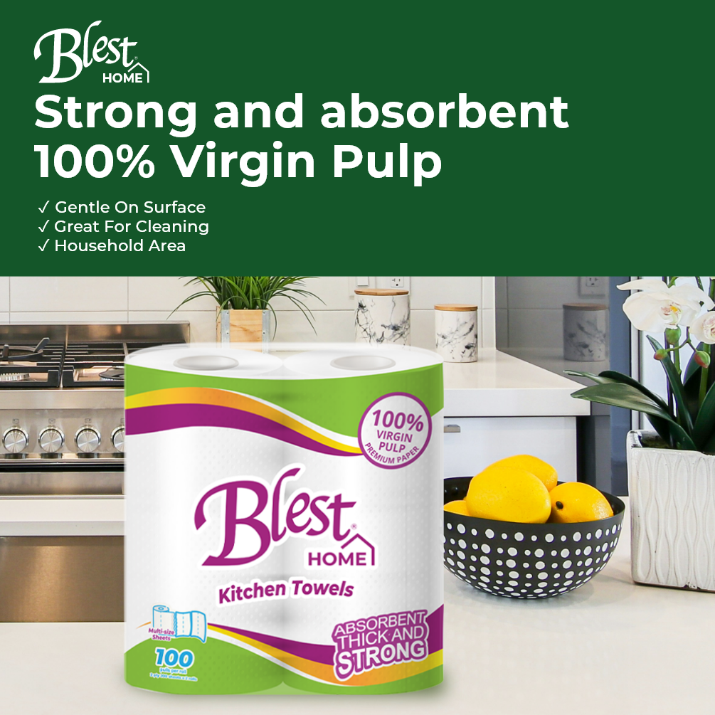 Blest Home Kitchen Towel 100 Pulls by 2 packs
