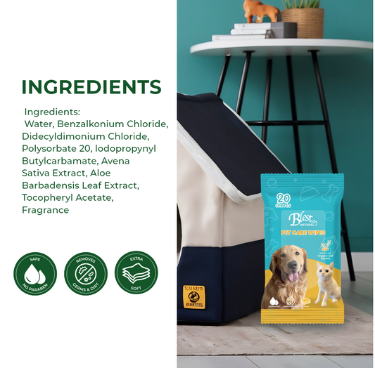 Blest Natural Pet Care Wipes 20 Sheets 2+1 (60 Sheets)
