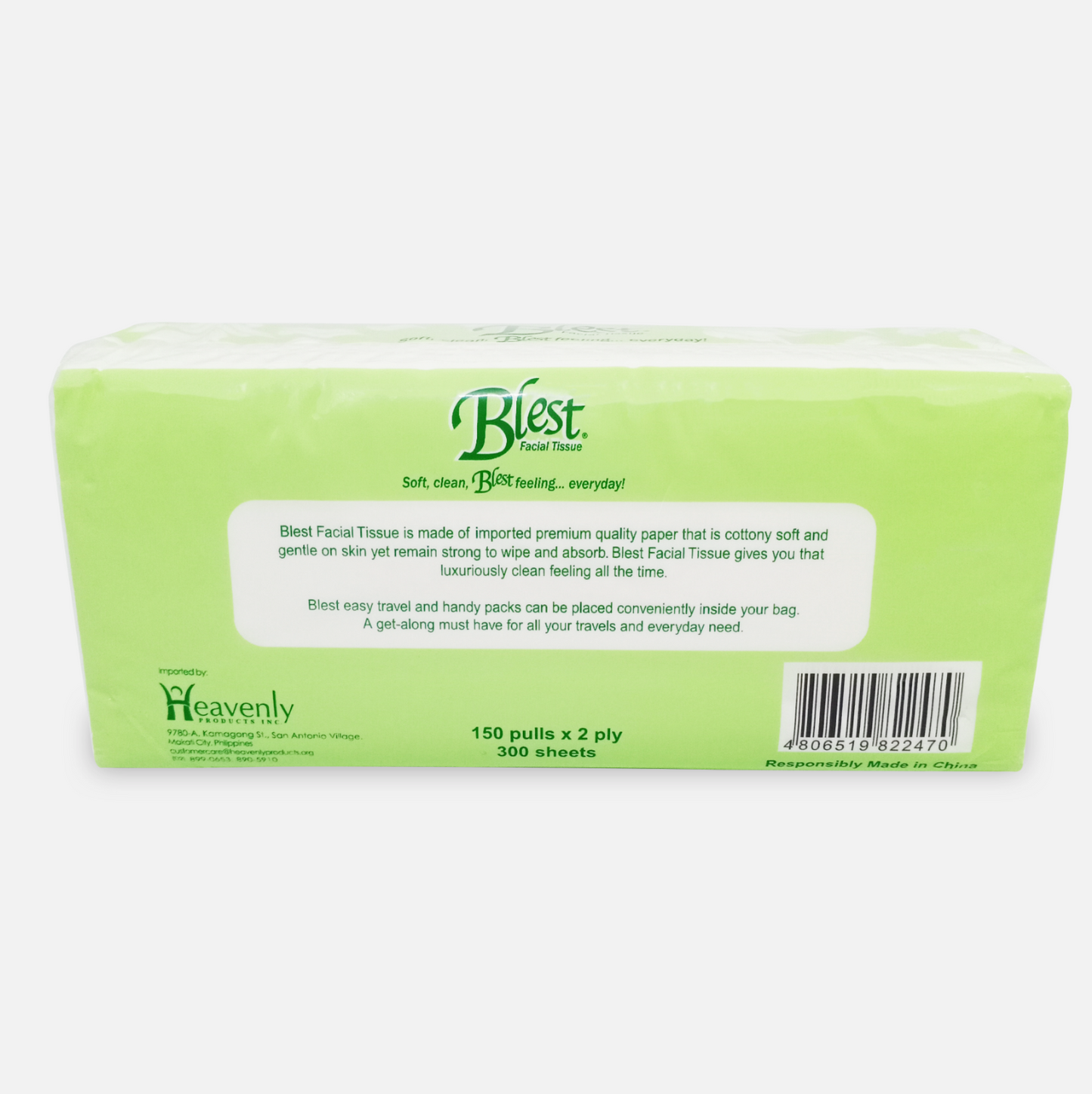 Blest Facial Tissue Travel Pack 2 Ply 150 Pulls Jumbo