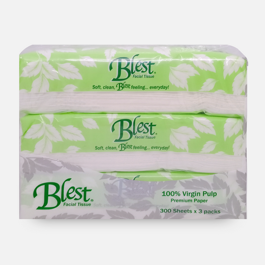 Blest Facial Tissue Travel Pack 150 pulls 2 ply Jumbo 3 Packs