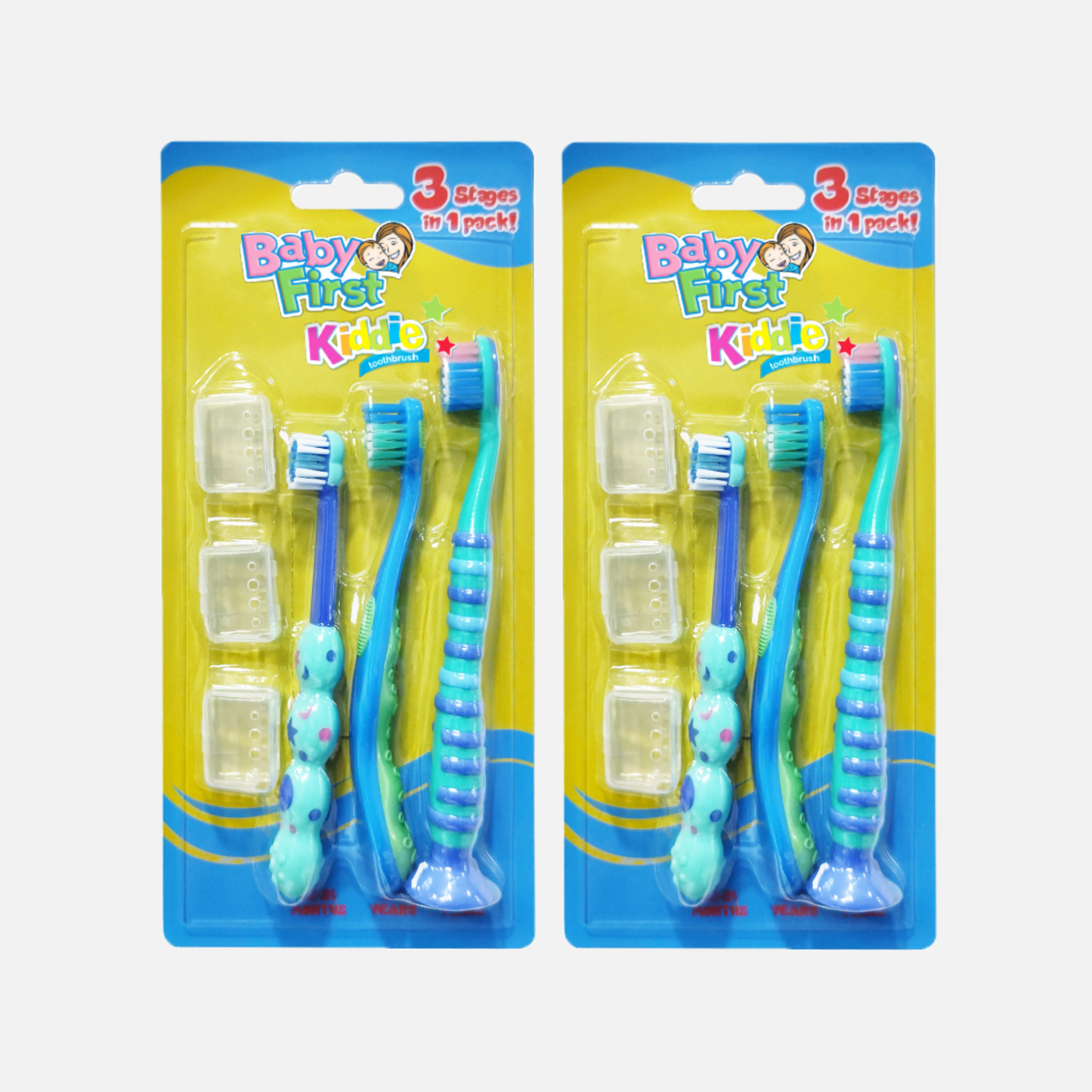 Baby First Kiddie Toothbrush 1-7 Years Old - 3 Stages x 2 Packs