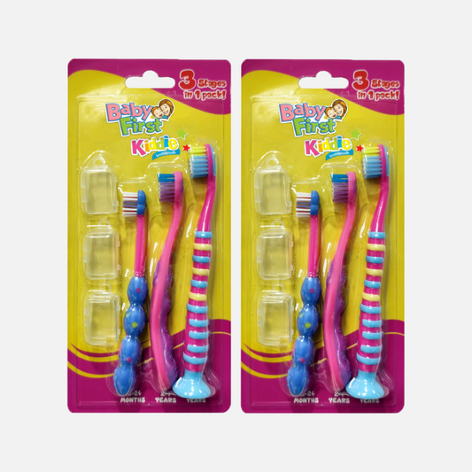 Baby First Kiddie Toothbrush 1-7 Years Old - 3 Stages x 2 Packs