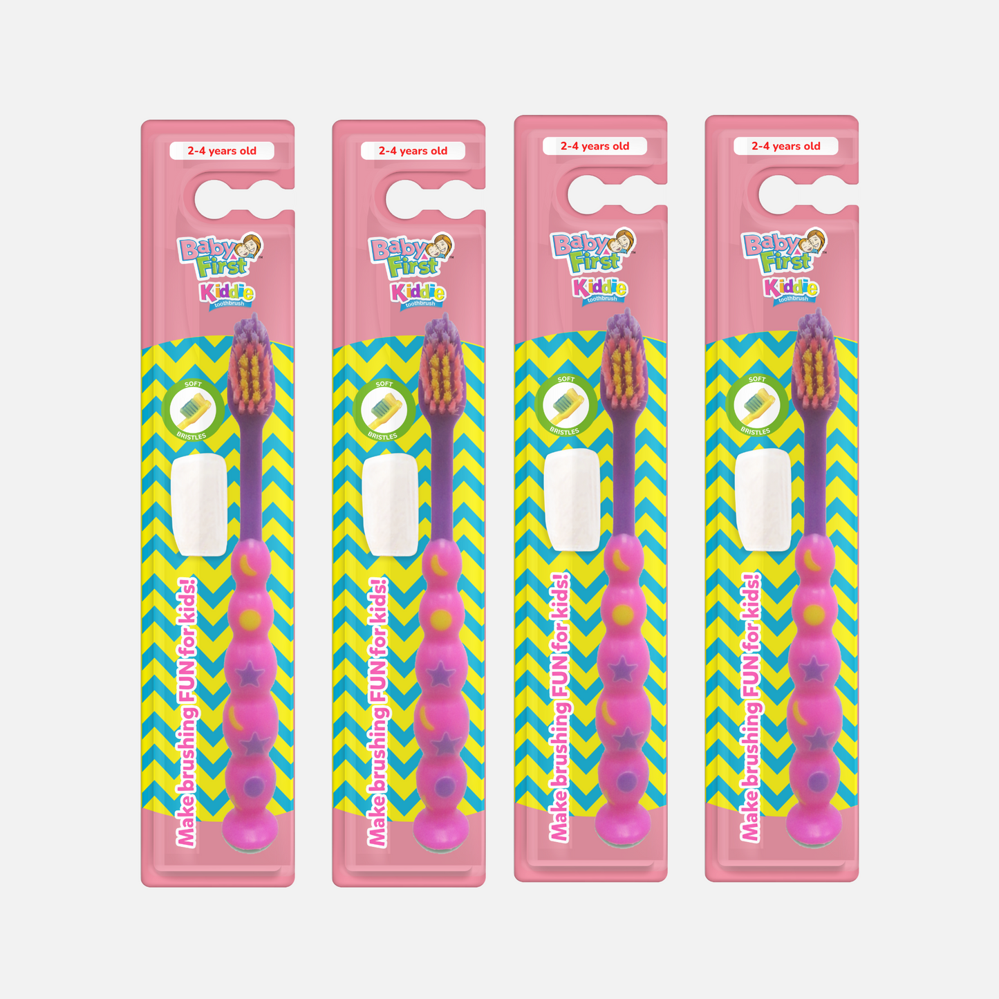 Baby First Kiddie Toothbrush 2-4 Years Old - Caterpillar Star 3+1 Pack