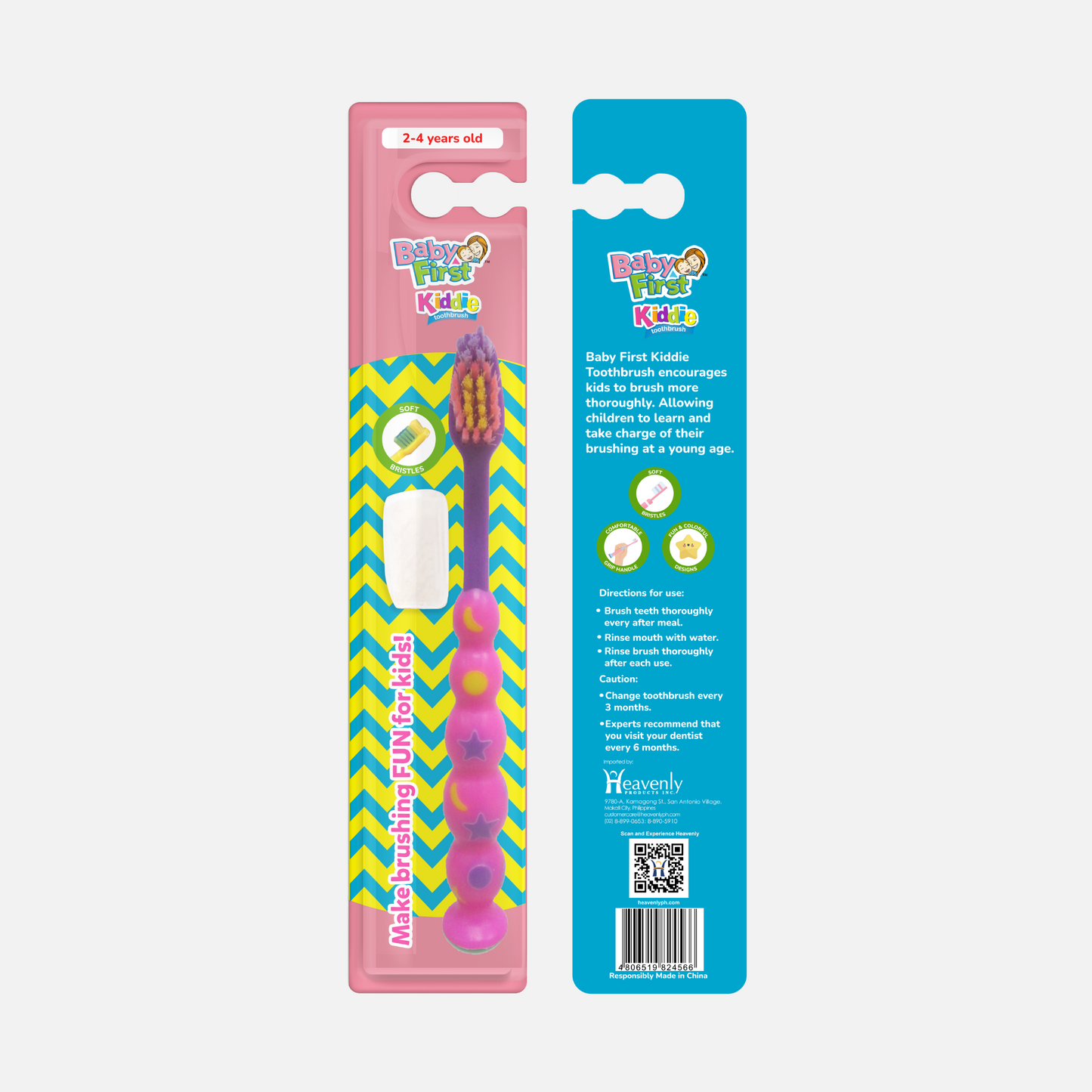 Baby First Kiddie Toothbrush 2-4 Years Old - Caterpillar Star 2 Packs