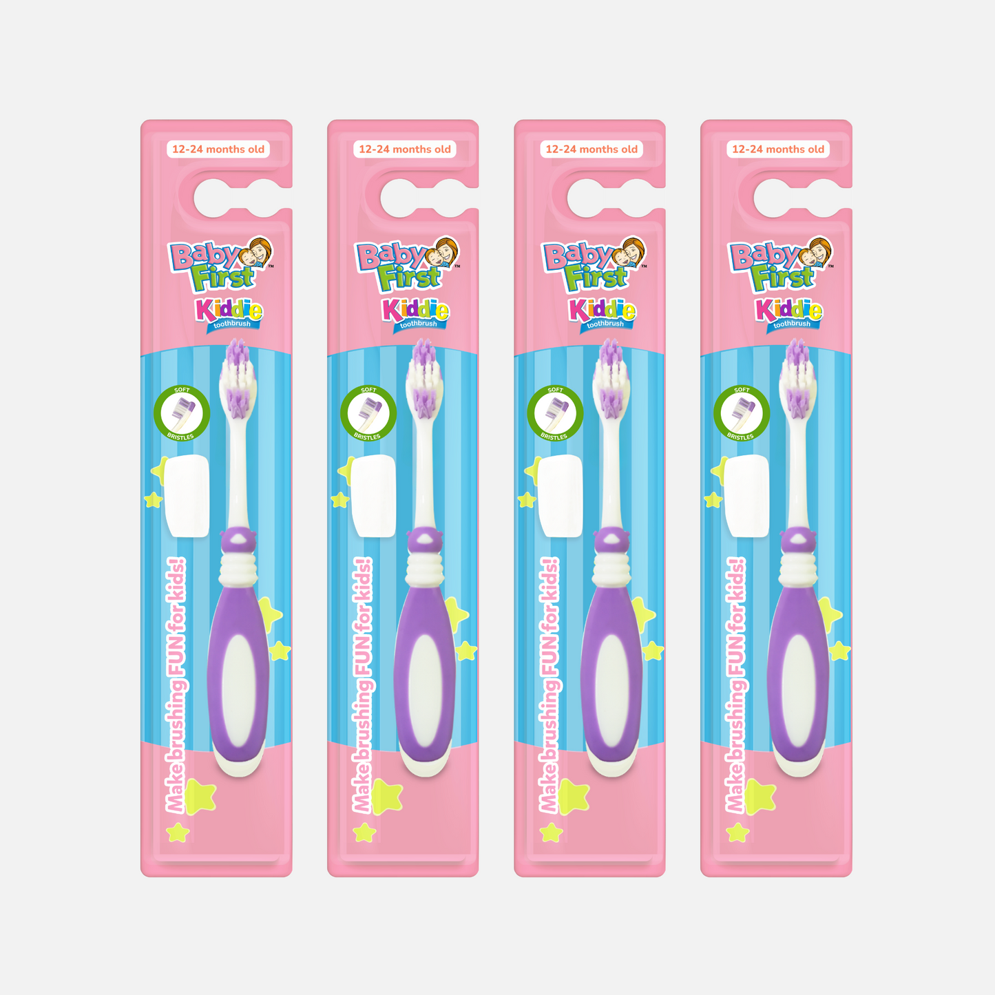 Baby First Kiddie Toothbrush 12-24 Months Old - Lady Bug 3+1 Packs