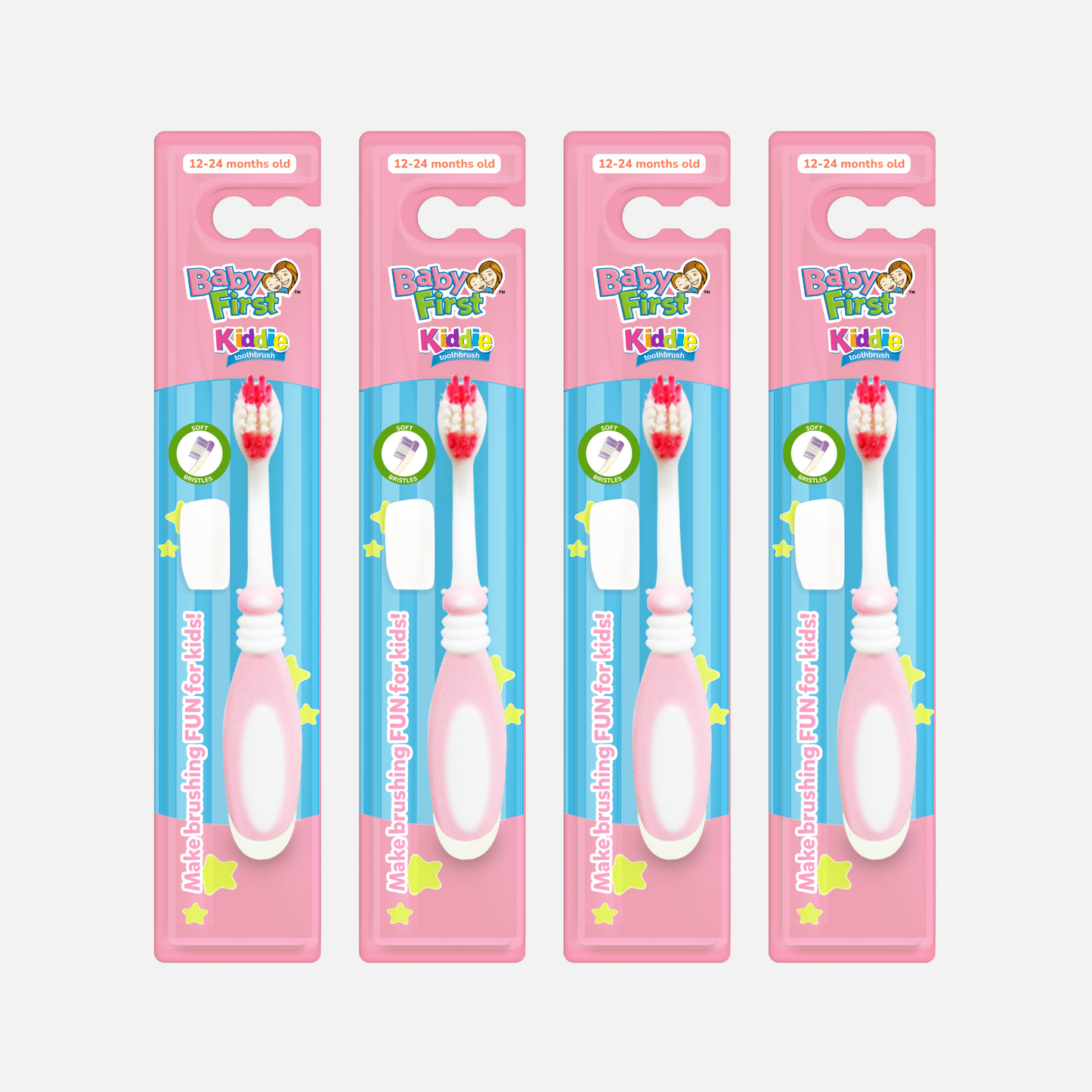 Baby First Kiddie Toothbrush 12-24 Months Old - Lady Bug 3+1 Packs