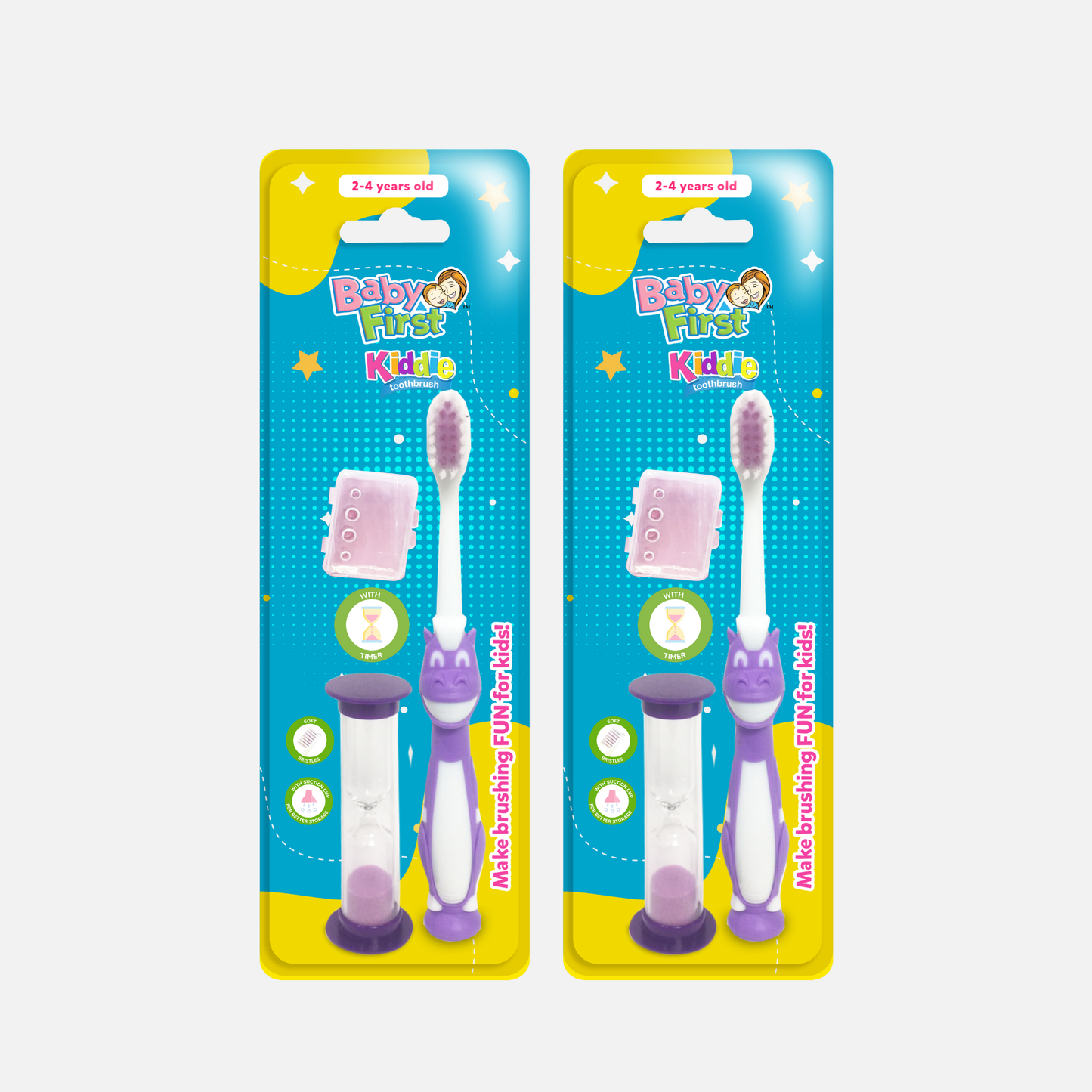 Baby First Kiddie Toothbrush 2-4 Years Old - With Timer 2 Packs