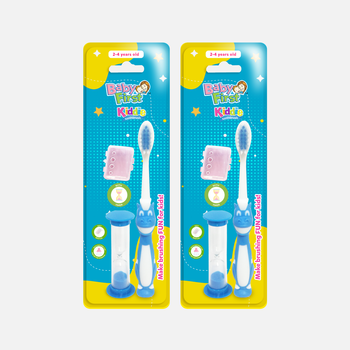 Baby First Kiddie Toothbrush 2-4 Years Old - With Timer 2 Packs