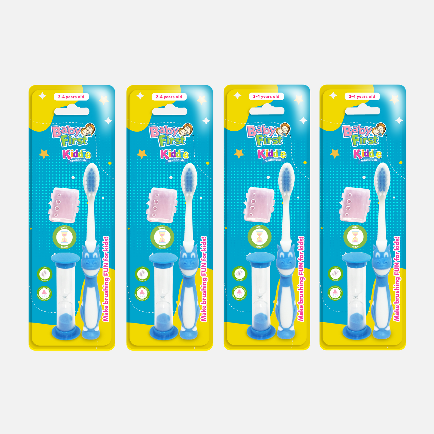 Baby First Kiddie Toothbrush 2-4 Years Old - With Timer 3+1 Pack