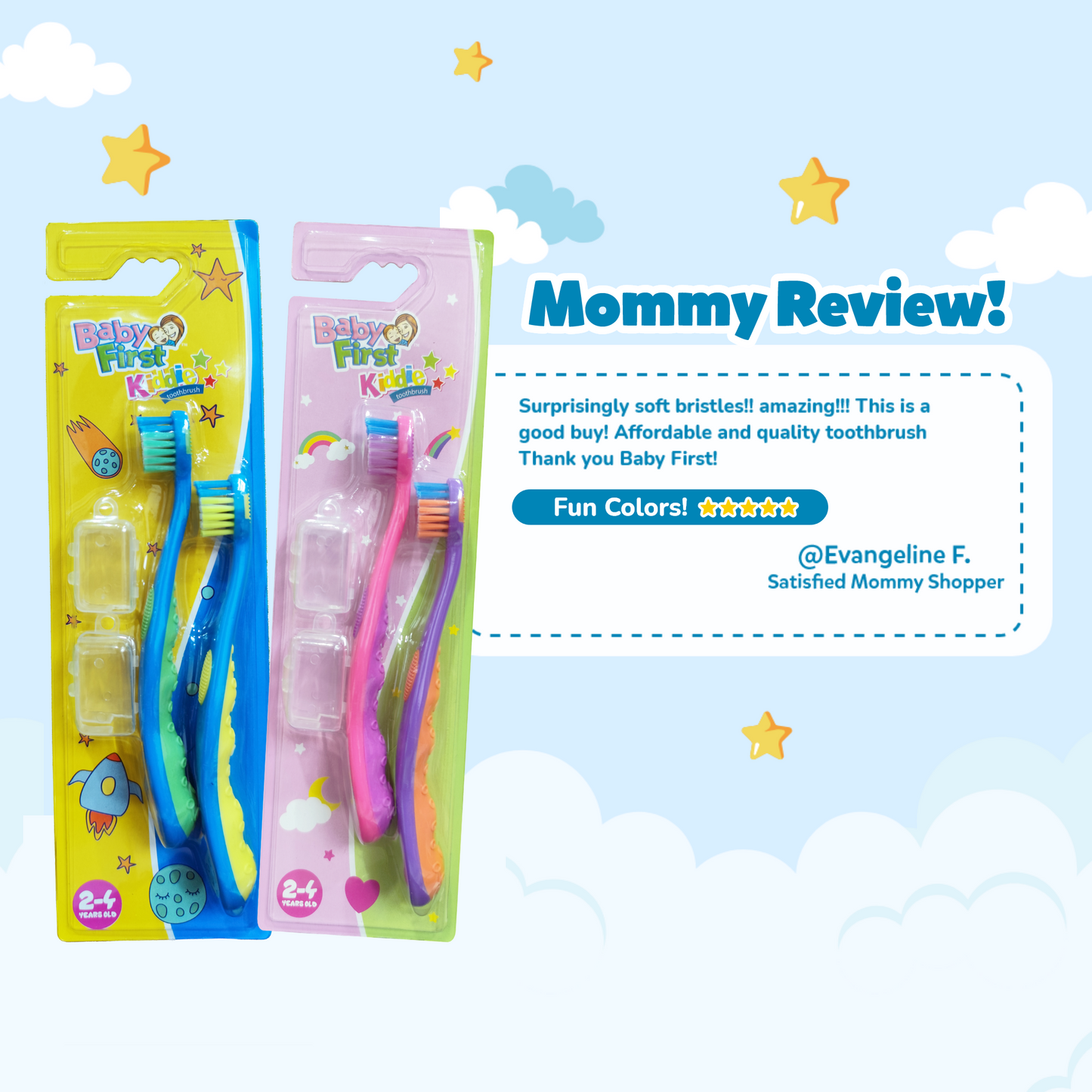 Baby First Kiddie Toothbrush 2-4 Years Old - 2 Pieces in 1 Pack x 4 Packs