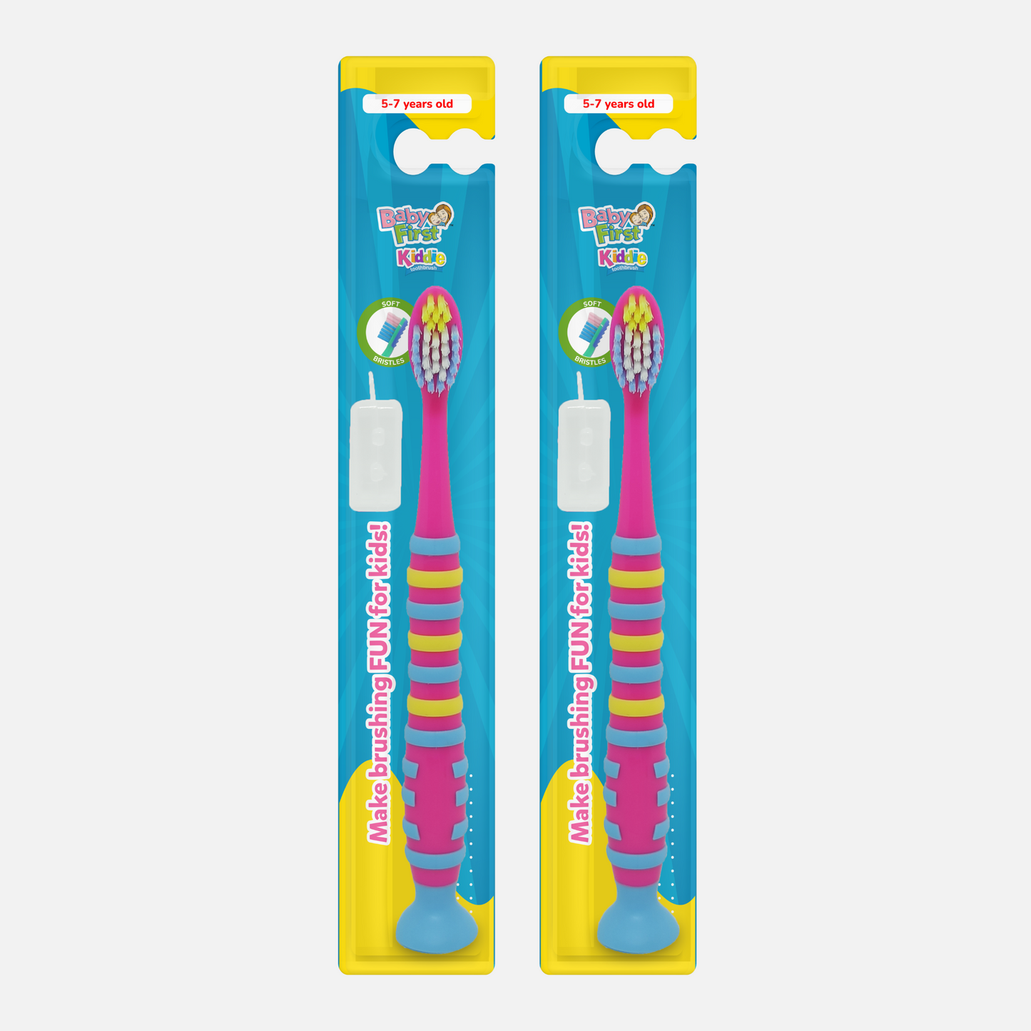 Baby First Kiddie Toothbrush 5-7 Years Old - Rubber Suction 2 Packs