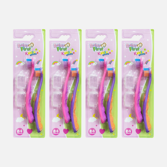 Baby First Kiddie Toothbrush 2-4 Years Old - 2 Pieces in 1 Pack x 4 Packs