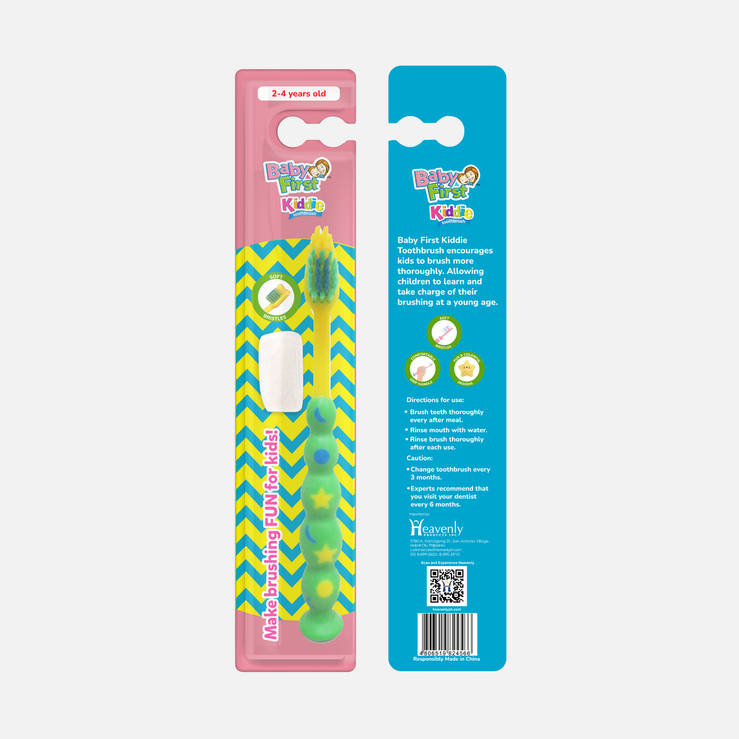 Baby First Kiddie Toothbrush 2-4 Years Old - Caterpillar Star 3+1 Pack