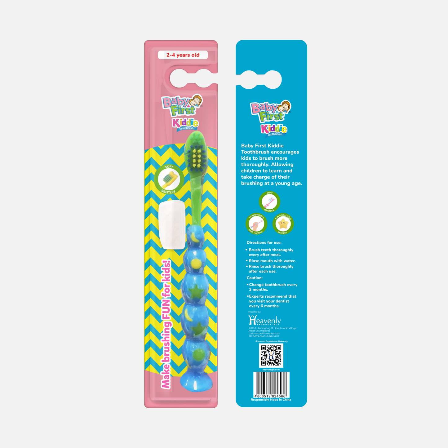 Baby First Kiddie Toothbrush 2-4 Years Old - Caterpillar Star 2 Packs