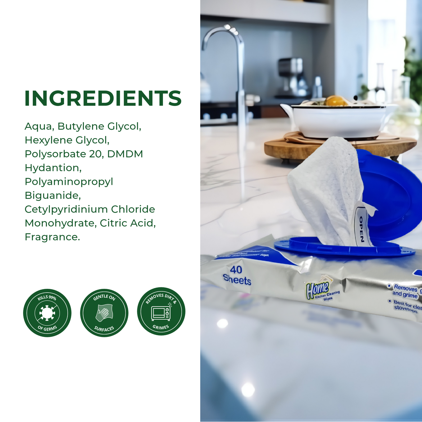Blest Home Kitchen Cleaning Wipes 40 Sheet