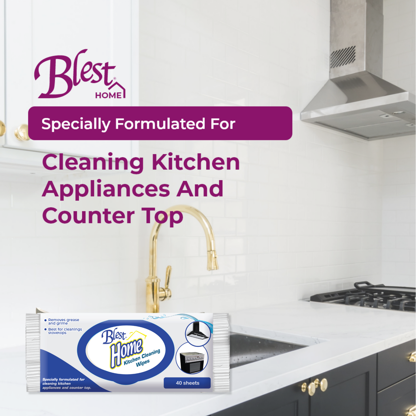 Blest Home Kitchen Cleaning Wipes 40 Sheet