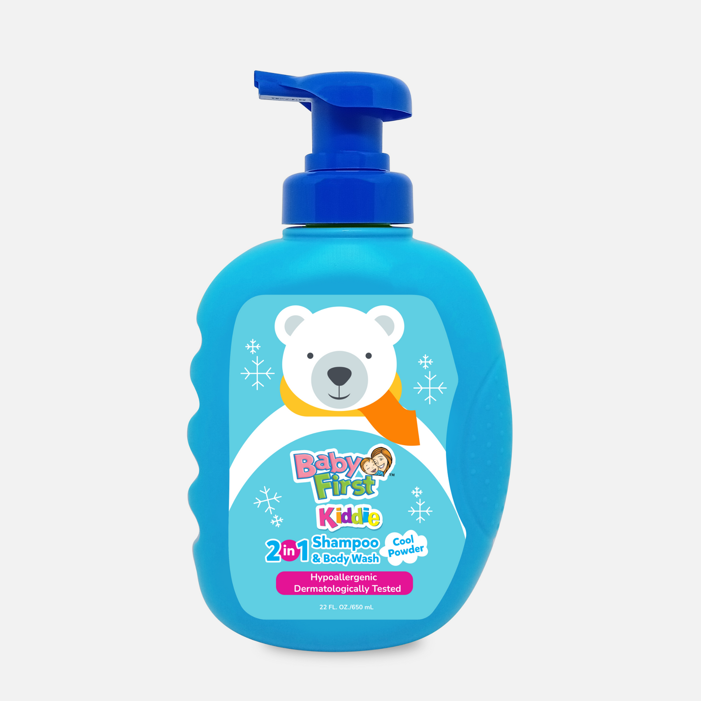 Baby First Kiddie Arctic 2in1 Shampoo and Body Wash 650ml Cool Powder Scent + 500ml Refill