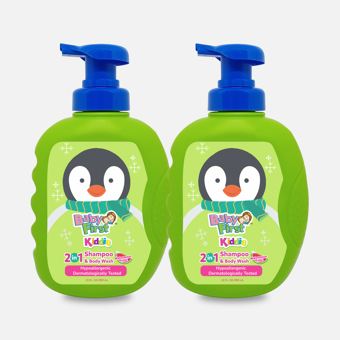 Baby First Kiddie Arctic 2in1 Shampoo and Body Wash 650ml Watermelon Frost 2 Bottles