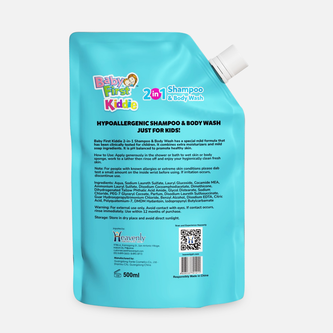 Baby First Kiddie Arctic 2in1 Shampoo and Body Wash 650ml Cool Powder Scent + 500ml Refill