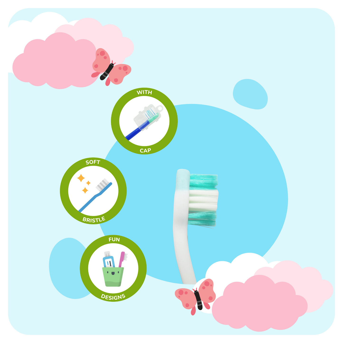 Baby First Kiddie Toothbrush 12-24 Months Old - Lady Bug 3+1 Packs