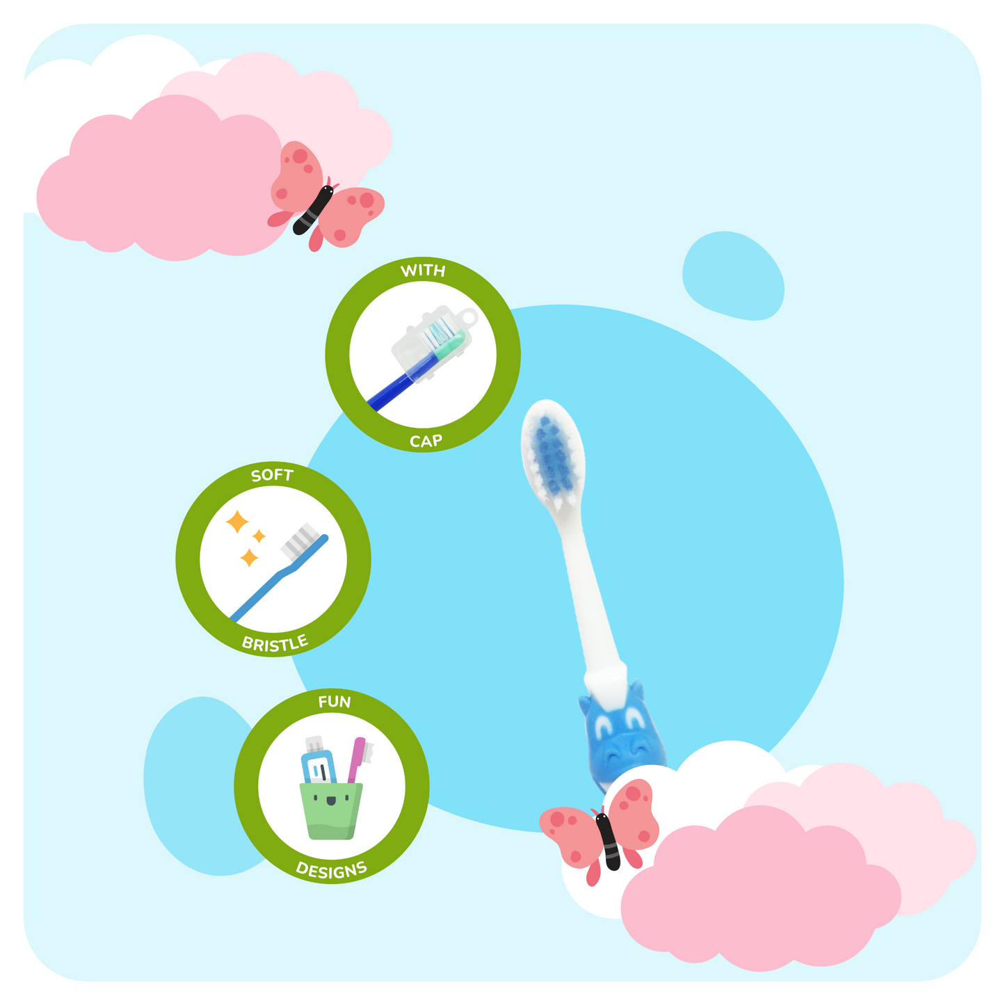 Baby First Kiddie Toothbrush 2-4 Years Old - With Timer 2 Packs