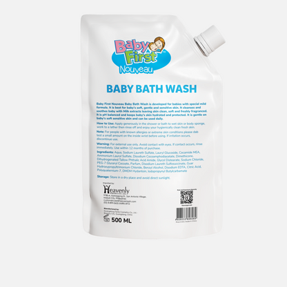 Baby First Nouveau Baby Bath Wash 650ml Aloe Vera & Vitamin E + 500ml Refill Pouch