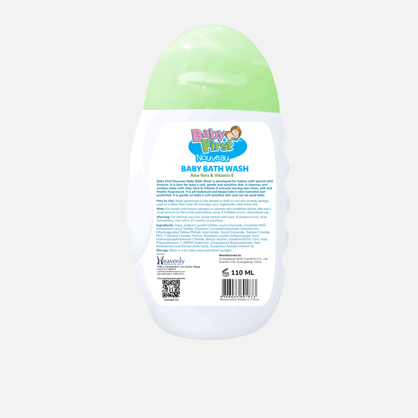 Baby First Nouveau Baby Bath Wash 650ml Aloe Vera & Vitamin E+ FREE 110ml