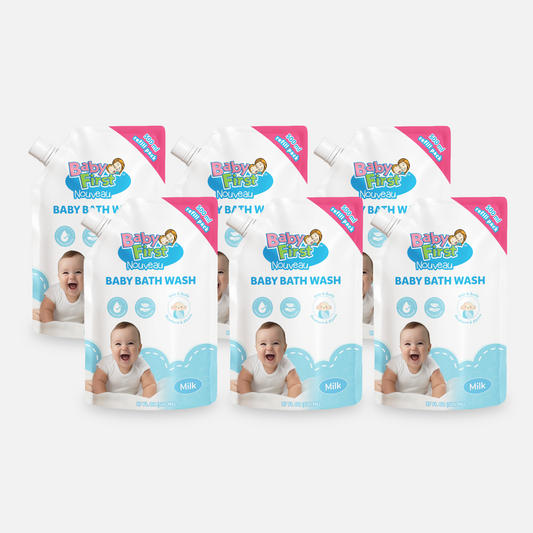 Baby First Nouveau Baby Bath Wash 500ml Milk Scent Refill 5+1 Pack