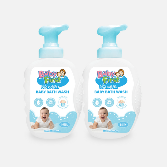 Baby First Nouveau Baby Bath Wash 650ml Milk Scent 2 Bottles