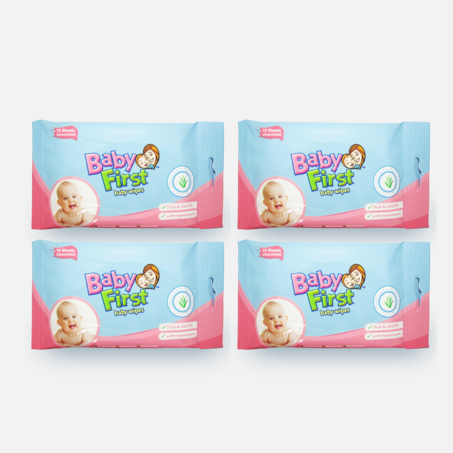 Baby First Baby Wipes 10 Sheets 3+1 Pack (40 Sheets)