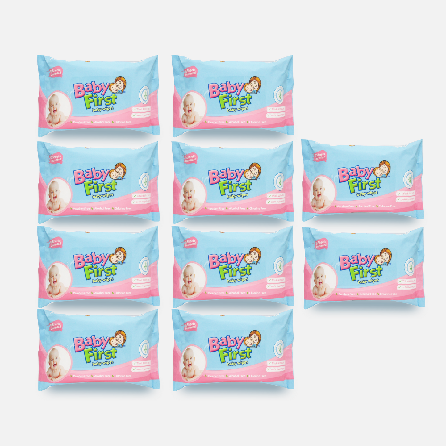 Baby First Baby Wipes 60s 8+2 Packs (600 Sheets)