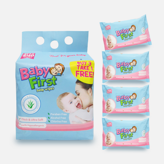 Baby First Baby Wipes 60s 3+1 Pack (240 Sheets)