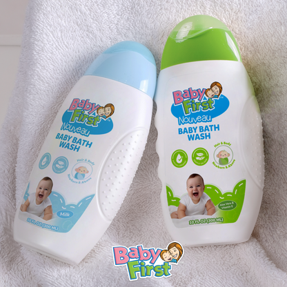 Baby First Nouveau Baby Bath Wash 650ml Aloe Vera & Vitamin E+ FREE Sponge
