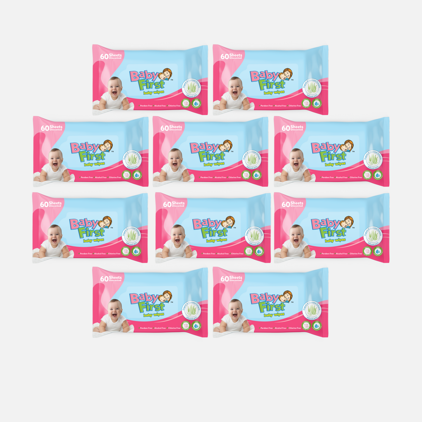 Baby First Baby Wipes 60s 8+2 Packs (600 Sheets)