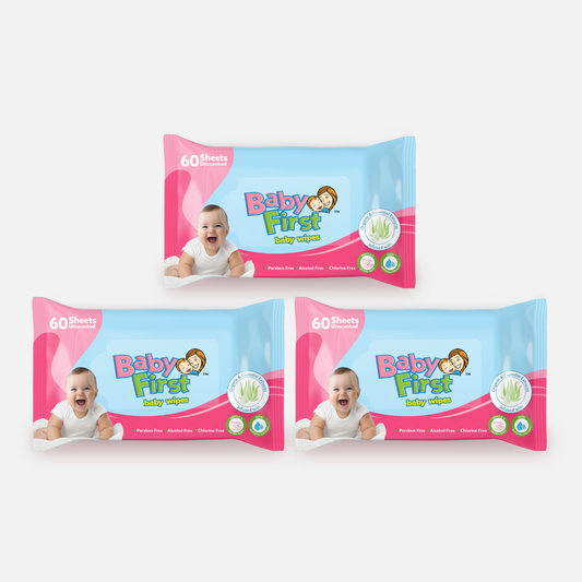Baby First Baby Wipes 60 Sheets 2+1 Pack (180 Sheets)