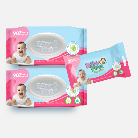 Baby First Baby Wipes 90 Sheets 2 Packs + 30 sheets (210 Sheets)