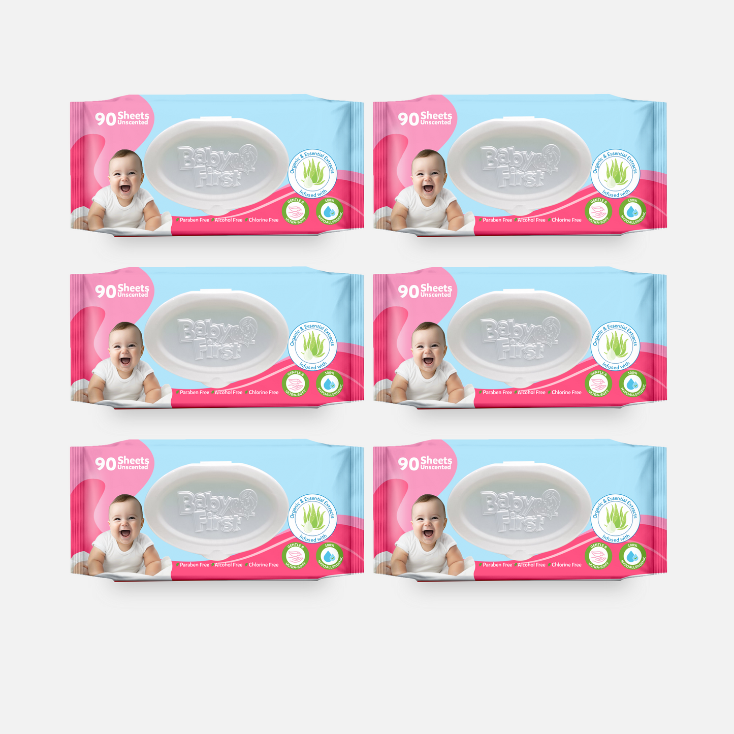 Baby First Baby Wipes 90 Sheets 5+1 Pack (540 Sheets)