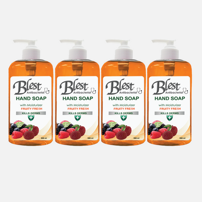 Blest Antibacterial Moisturizing Hand Soap 500ml Fruity Fresh Scent 4 Bottles