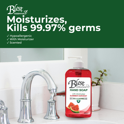 Blest Antibacterial Moisturizing Hand Soap 500ml Summer Harvest Scent 4 Bottles